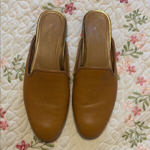 Vionic Cognac Tan Leather Slip-On Mules